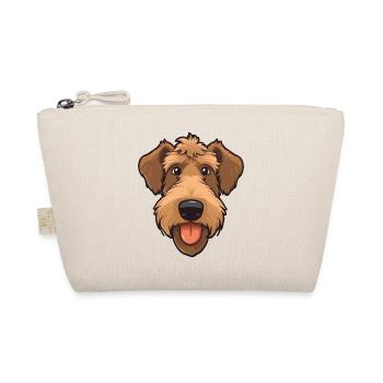 Airedale Terrier Head: Comic Cartoon Dogs Love - Organic Pouch - nature - Front