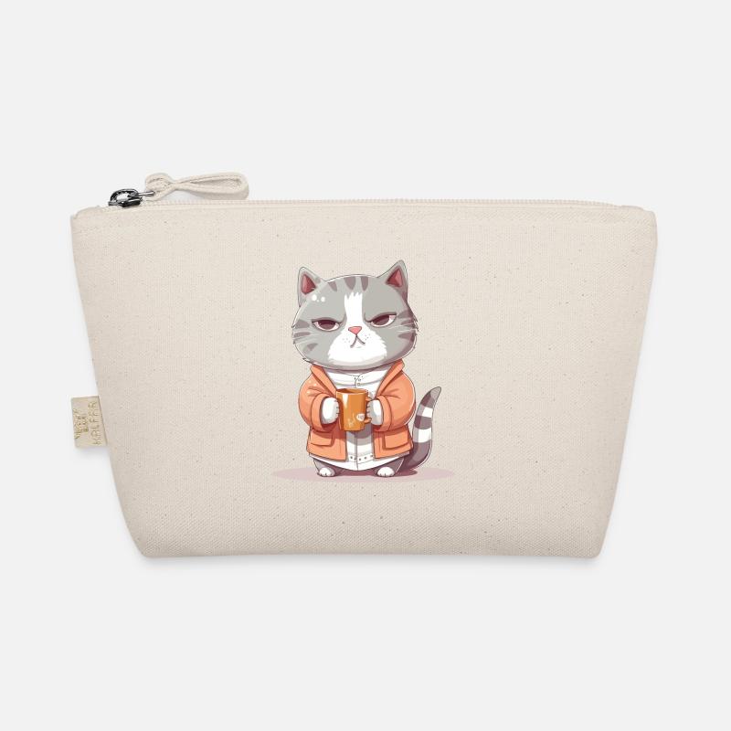 Cat Coffee Coffee Mug Pajamas Cartoon Funny Organic Pouch