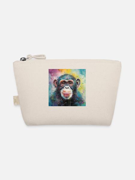 Modern & Colourful Chimpanzee Wall Art by Bodhi - Organic Pouch - nature - Front