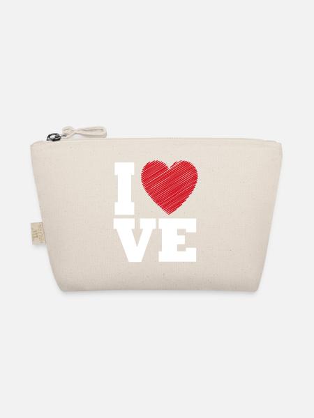 Love Heart Typography for Valentines Day - Organic Pouch - nature