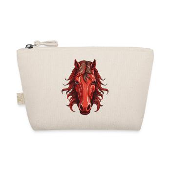 Rotes Pferd - Pferdekopf Design - Bio-Täschchen - Natur - Vorne