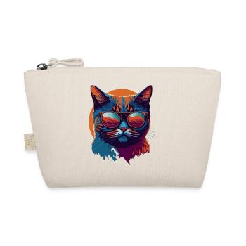Rebel Paws: Retro Cat T-Shirt Art - Organic Pouch - nature - Front