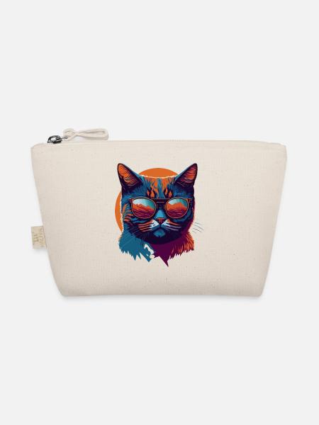 Rebel Paws: Retro Katze T-Shirt Art - Bio-Täschchen - Natur