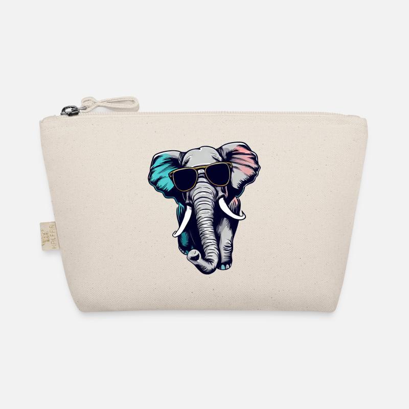 Cool Elefant - Elefant mit Sonnenbrille - Bio-Täschchen - Natur