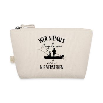 Wer niemals Angeln war... Spruch mit Boot & Angler - Bio-Täschchen - Natur - Vorne