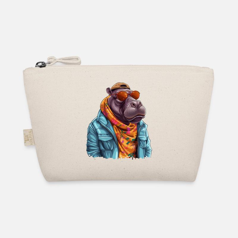 Hippopotamus Graffiti. Hidden strength and power. Organic Pouch