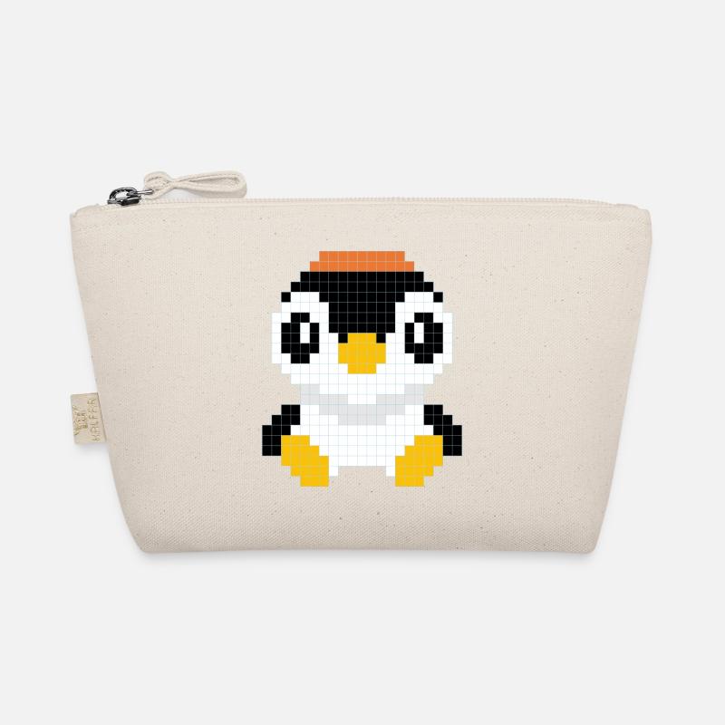 Ein Pinguin mit verpixelter Mütze - Bio-Täschchen - Natur