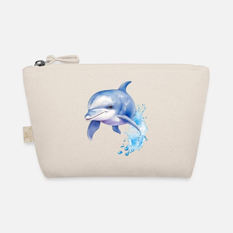 Blauer Delphin - Bio-Täschchen - Natur