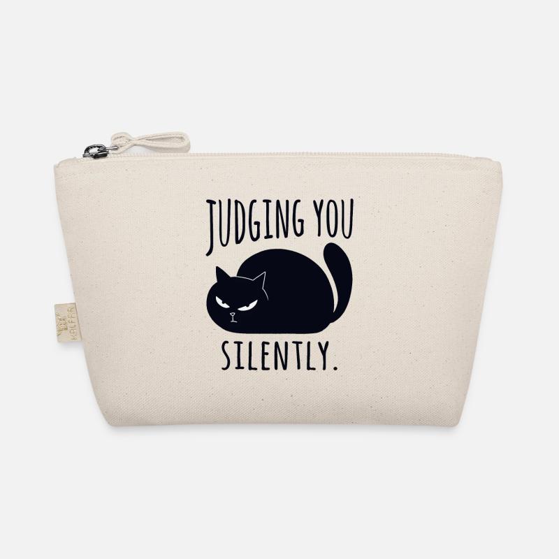 Funny black cat is judging you silently Organic Pouch