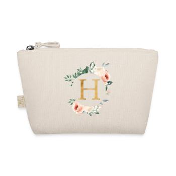 H Monogram Green, Pastel, Wreath - Organic Pouch - nature - Front