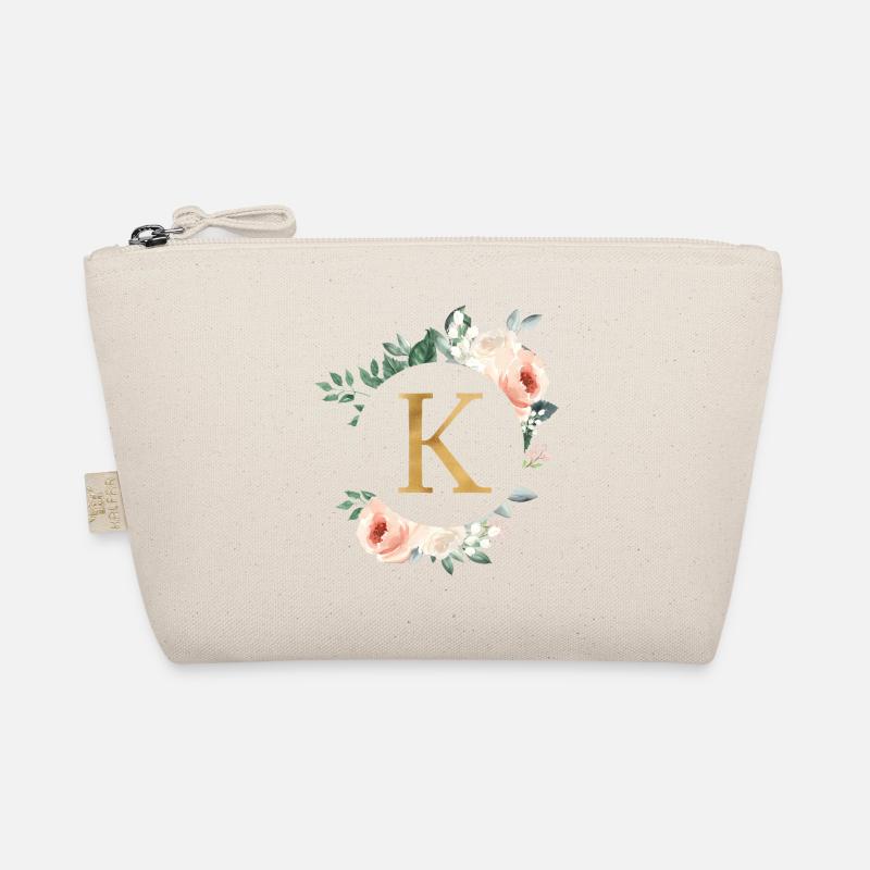 K Monogram Green, Pastel, Wreath Organic Pouch