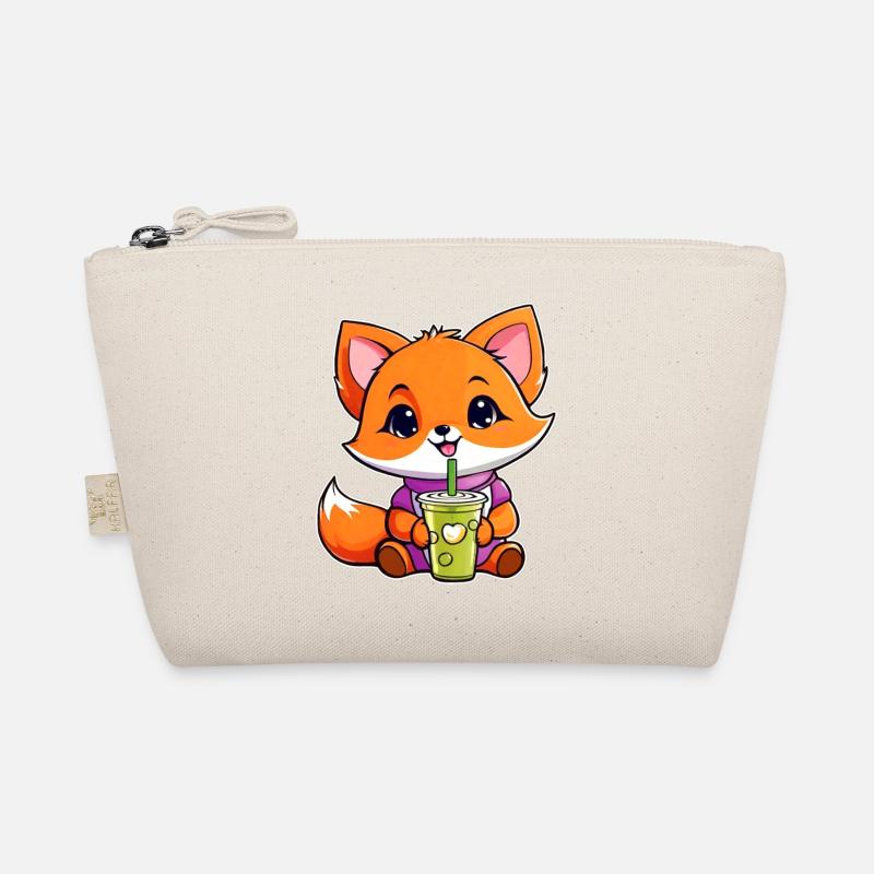 Cute Fox with Bubble Tea Organic Pouch