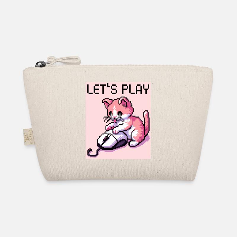 COMPUTER GAMING MOUSE RETRO PIXELART PINK KATZE Bio-Täschchen