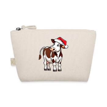Cute cow with santa hat - Organic Pouch - nature - Front