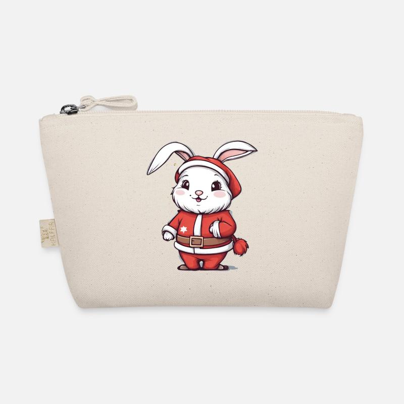 Santa Bunny, Hase Weihnachtsmann - Bio-Täschchen - Natur
