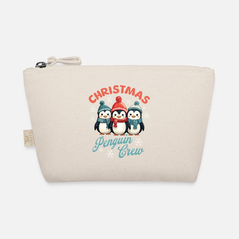 Weihnachten Pinguine Schal Mütze Xmas Süß Niedlich - Bio-Täschchen - Natur
