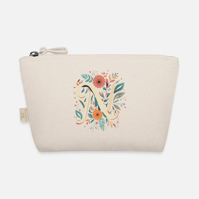 N typography floral Organic Pouch