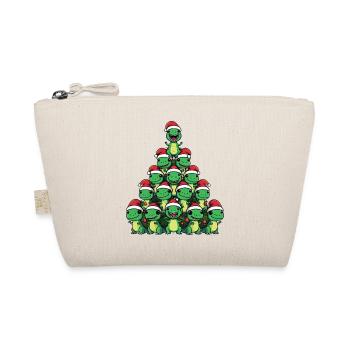 Christmas Dinosaur - T-Rex celebrates under the - Organic Pouch - nature - Front