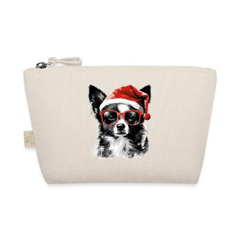 Chihuahua chien de Noël dans la neige avec chapeau - Trousse biologique - nature - Devant