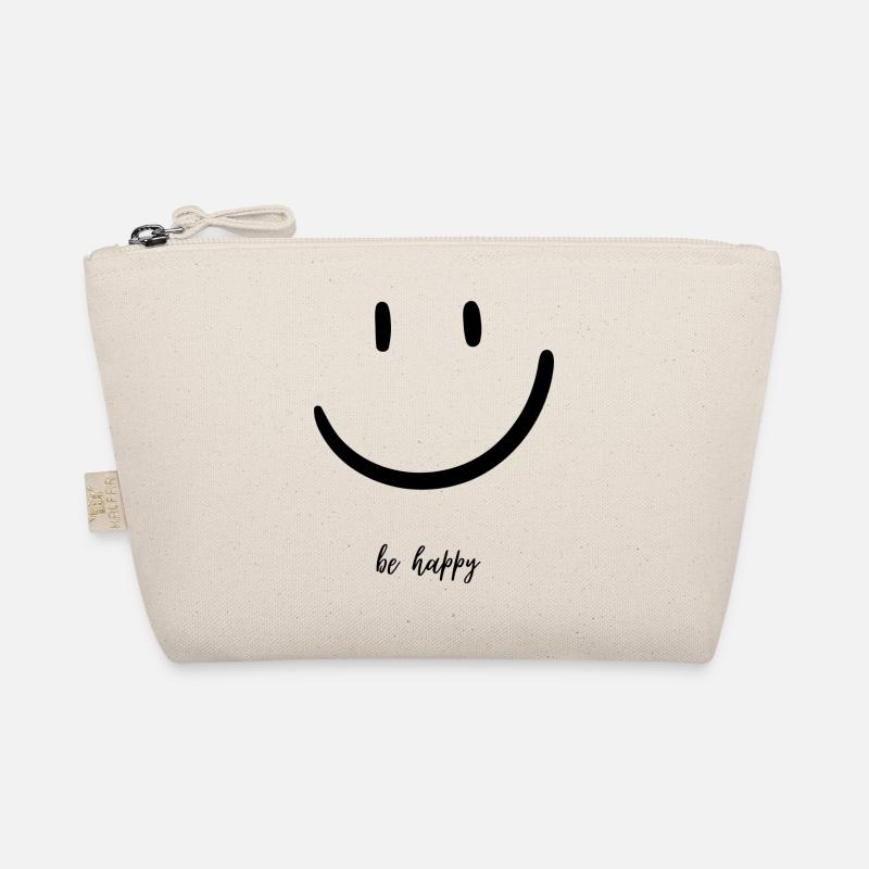 Lachendes Gesicht , sei glücklich , be happy - Bio-Täschchen - Natur
