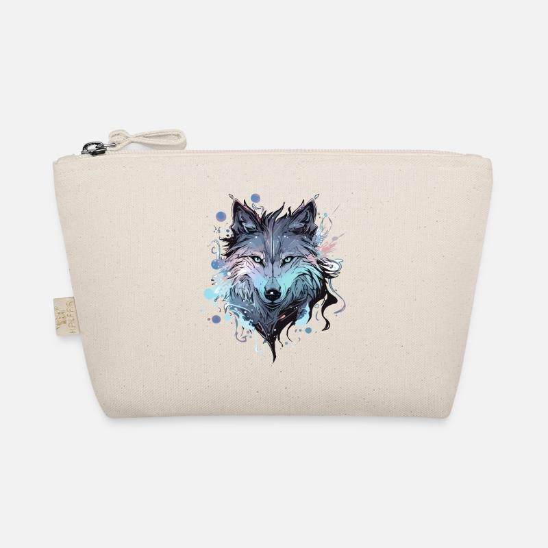 Wolf Wolfskopf Mystisch Natur Wild Wildnis Kunst - Bio-Täschchen - Natur