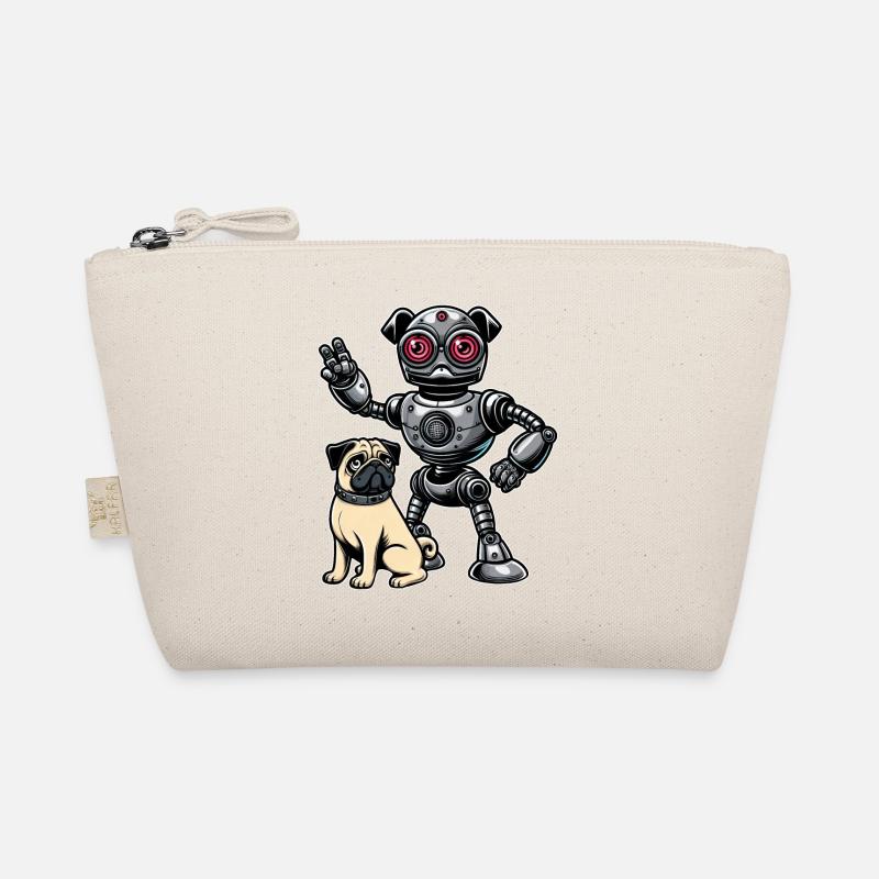 Mops Roboter und Herrchen Freunde Bio-Täschchen