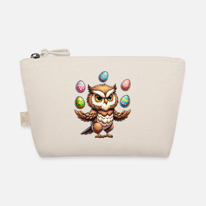 Comic Eule Jongliert mit Osterei Ostern Ei Bio-Täschchen