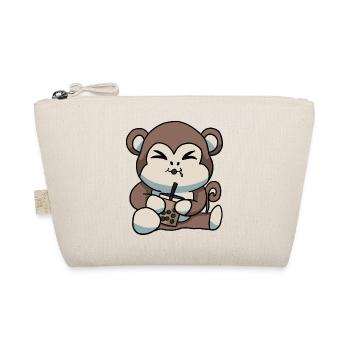 Anime Kawaii Bubble Tea Drinking Monkey Hand Drawn - Organic Pouch - nature - Front