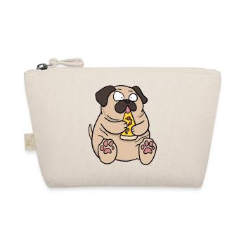 Fat Pug Dog Eating Pizza Funny Comic Style - Organic Pouch - nature - Front