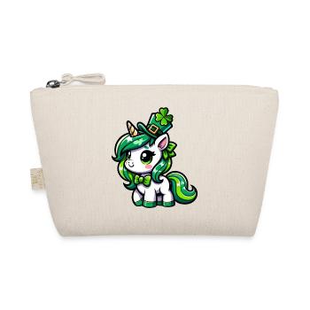 Cute comic cartoon unicorn St. Patrick's Day style - Organic Pouch - nature - Front