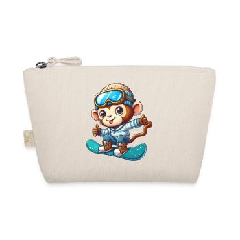 Monkey Chimpanzee Snowboarder Winter Sports Vacation - Organic Pouch - nature - Front