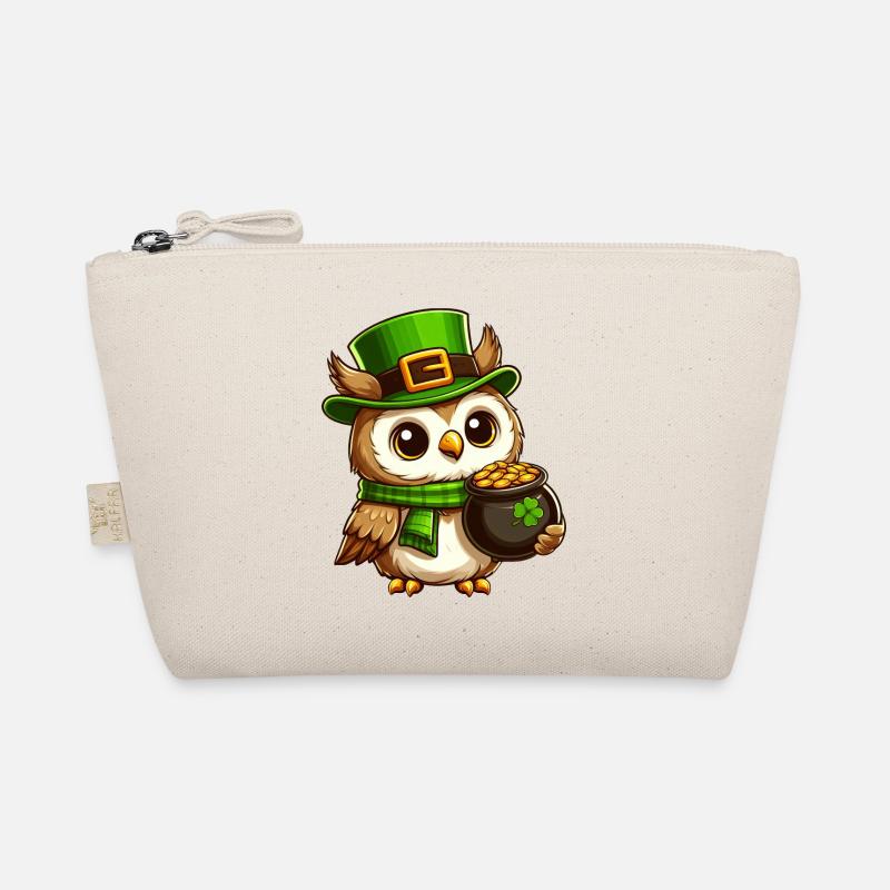 Goldene Eule St. Patricks Day Bio-Täschchen