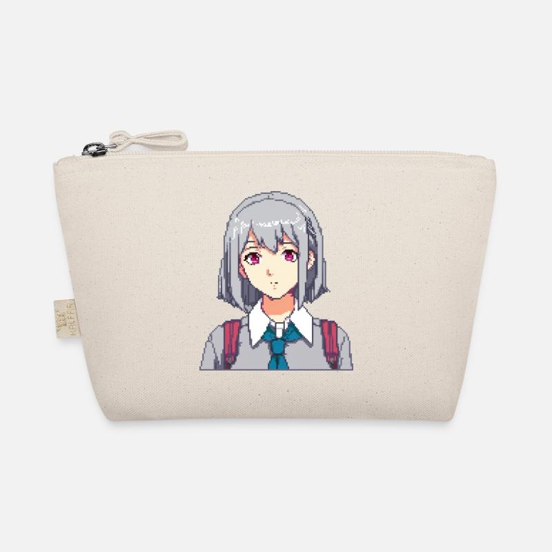 Pixel Schulmädchen Charm - Bio-Täschchen - Natur