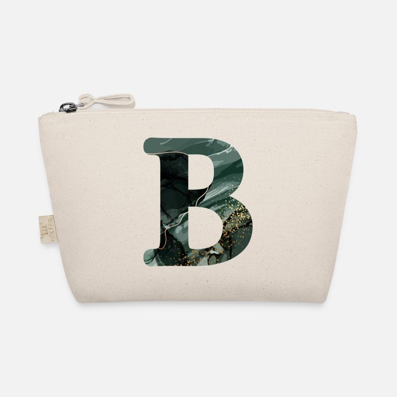 Green marbled letter b Organic Pouch