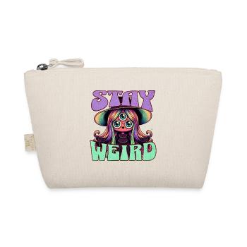 STAY WEIRD Cute and Creepy There Eyed Witch - Organic Pouch - nature - Front