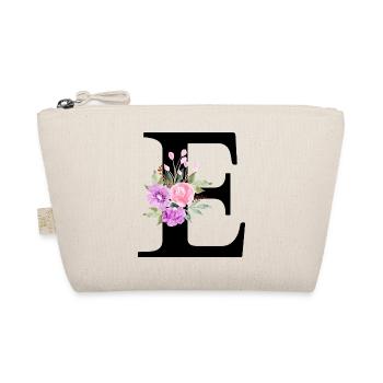 Purple Floral Letter E - Organic Pouch - nature - Front