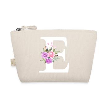 Purple Floral Letter E - Organic Pouch - nature - Front