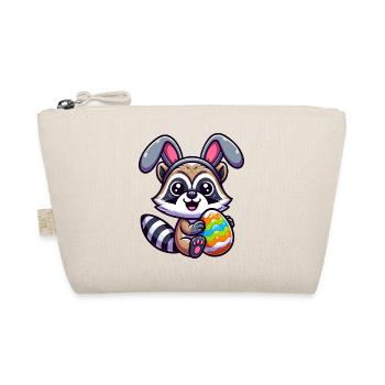 Easter Raccoon in Egg Disguise Cartoon - Organic Pouch - nature - Front
