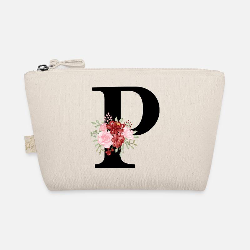 Roter Blumenbuchstabe P Bio-Täschchen