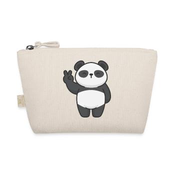 Motiv Panda mit Friedenszeichen Comic - Bio-Täschchen - Natur - Vorne