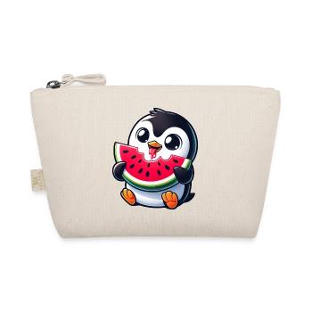 Pinguin mit Wassermelone Cartoon - Bio-Täschchen - Natur - Vorne