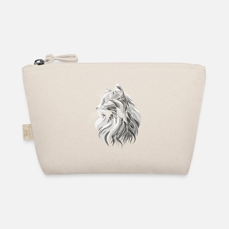 Dessin de tête de chat noir et blanc polygones - Trousse biologique - nature
