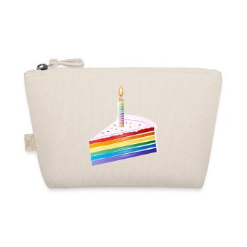 Piece of rainbow cake with birthday candle - Organic Pouch - nature - Front