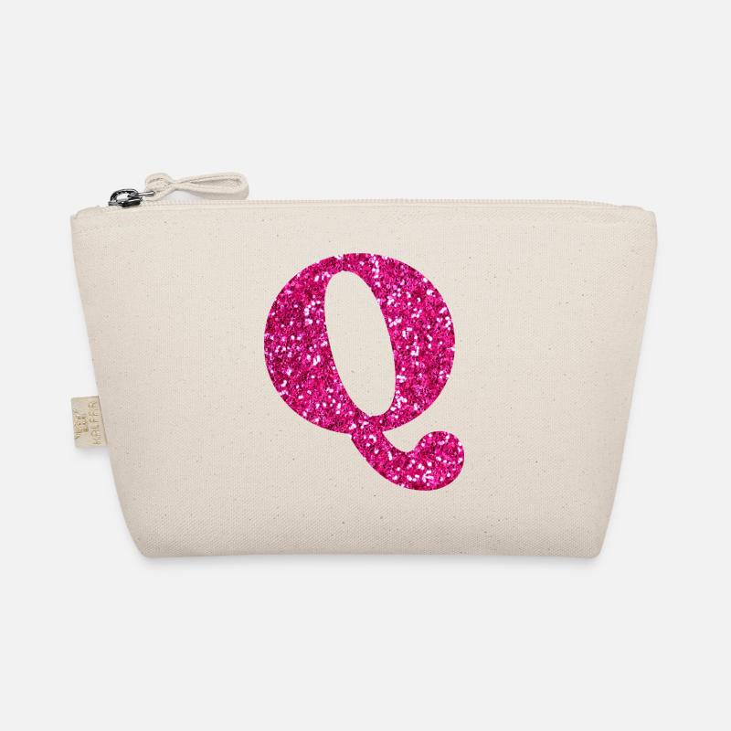Buchstabe q rosa Glitzer Bio-Täschchen