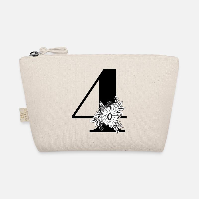 Numéro 4 floral noir -4e anniversaire floral Trousse biologique