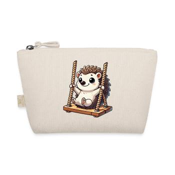 Cute Hedgehog Swings Playground Kids Fun - Organic Pouch - nature - Front