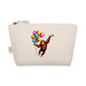 Monkey with Colorful Balloons as a Lucky Charm - Organic Pouch - nature - Front