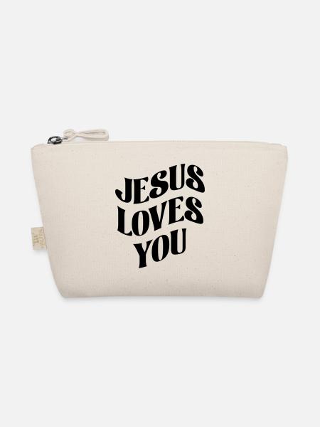 Jesus liebt Dich - Bio-Täschchen - Natur - Vorne