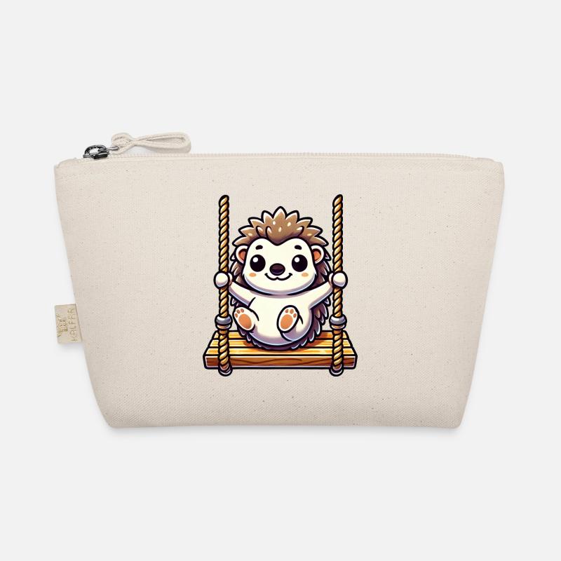 Cute hedgehog swings cartoon playground fun Organic Pouch