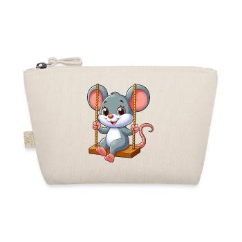 Cute mouse rat swings on a playground Car - Organic Pouch - nature - Front